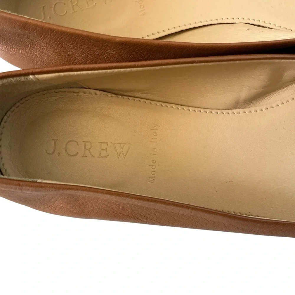 J.crew Nora leather cap toe ballet flat with chain pink & brown Sz 6.5 Italian